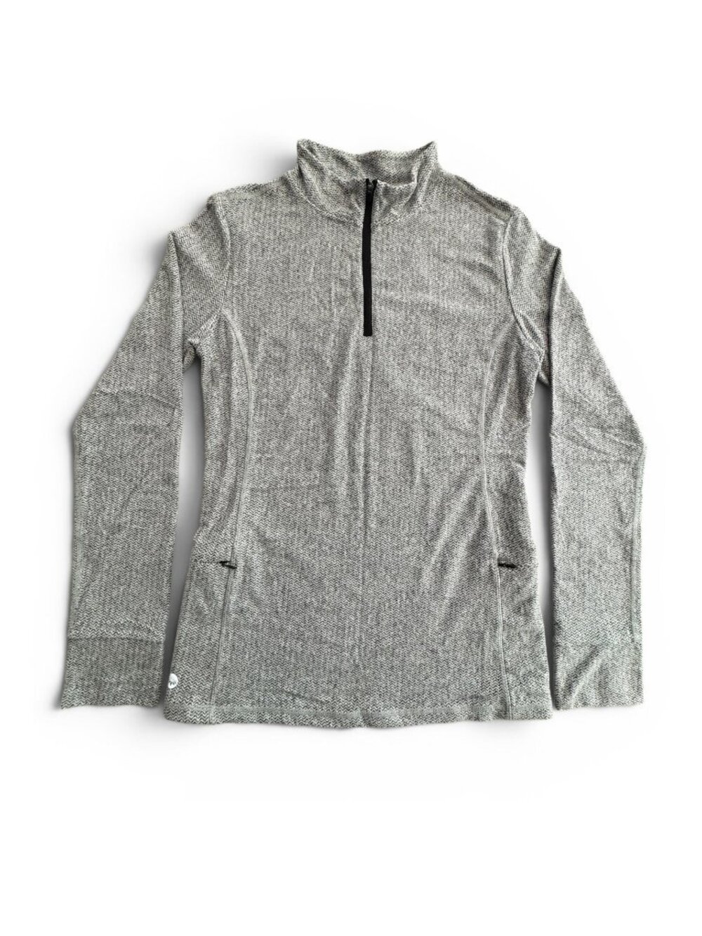 SENITA ATHLETICS Women’s Gray Quarter Zip Herringbone Pullover, Sz M